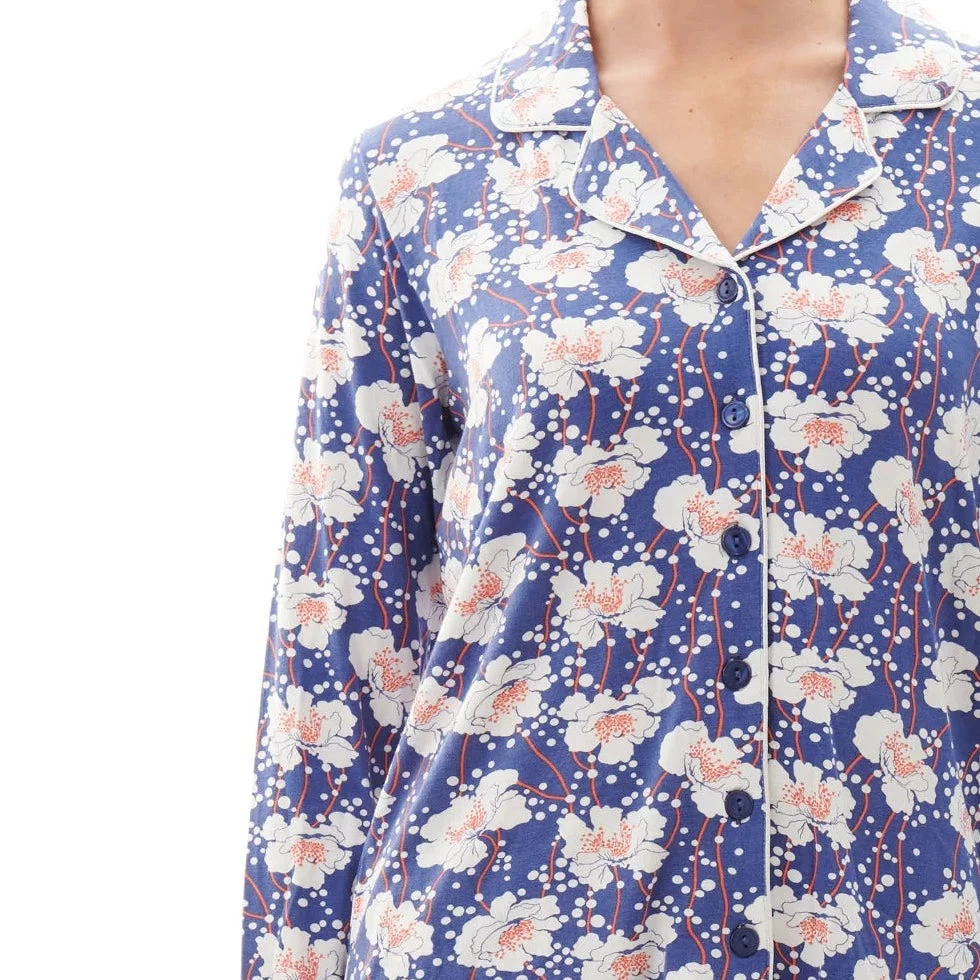 Florence Broadhurst Spotted Floral Pyjamas 9LG41S Blue & White