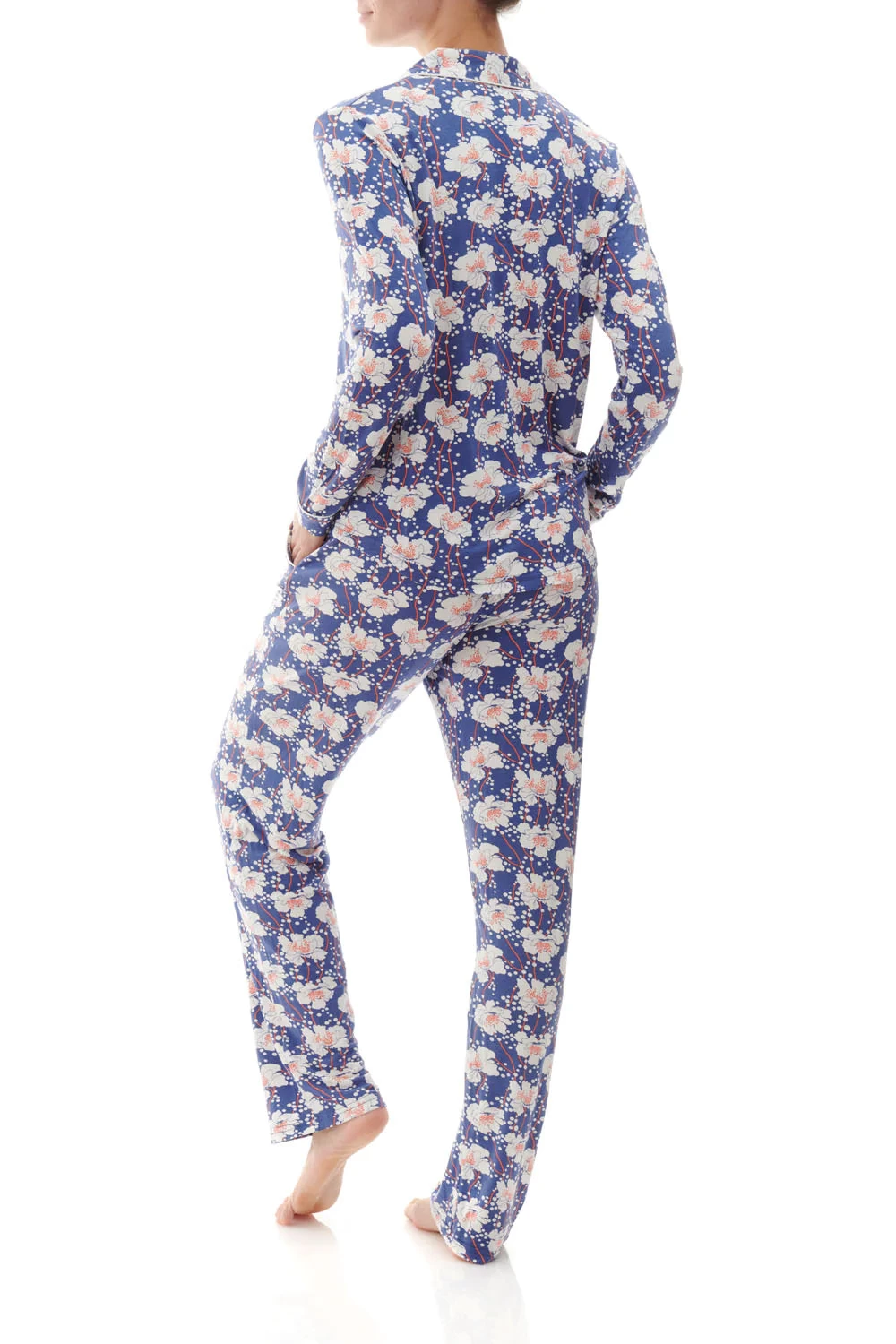 Florence Broadhurst Spotted Floral Pyjamas 9LG41S Blue & White - Image 2