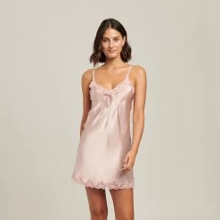 Ginia Silk Pintuck Chemise 7002 Silver Pink