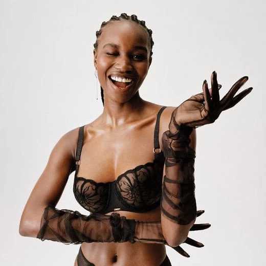 Chantelle Fleurs Half Cup Balcony Bra C12M50 Black - Image 4