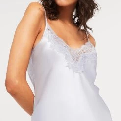 Ginia Silk Camisole With Lace GBS202A Dusty Blue