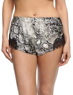 Sainted Sisters Silk French Knicker L27002 Black/Ivory Snake