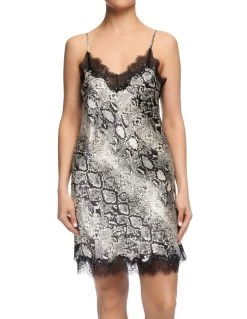 Sainted Sisters Scarlett Silk Chemise L32002 Black/Ivory Snake