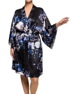 Sainted Sisters Scarlett Silk Kimono L68002P Midnight Blooms