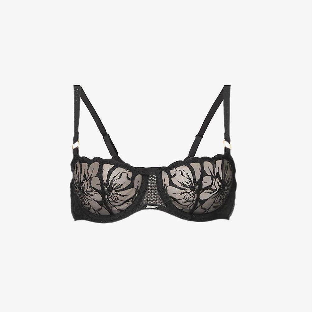 Chantelle Fleurs Half Cup Balcony Bra C12M50 Black - Image 5