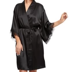 Sainted Sisters Scarlett Silk Kimono L68002P Black