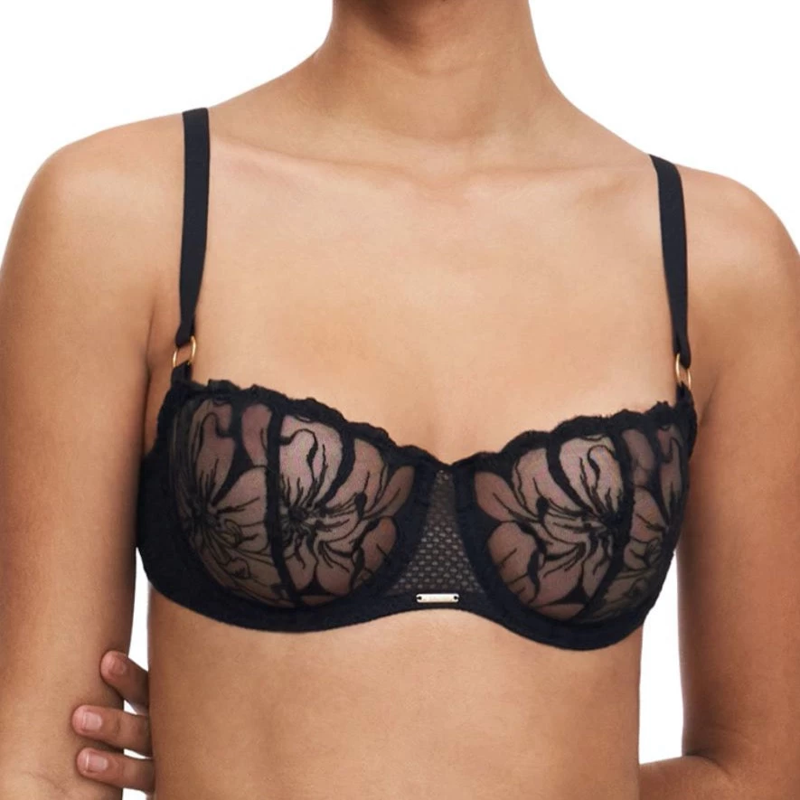 Chantelle Fleurs Half Cup Balcony Bra C12M50 Black