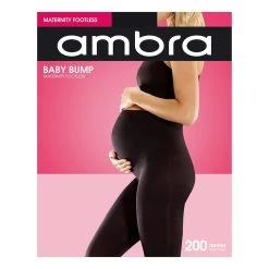 Ambra Baby Bump Maternity Footless Tights