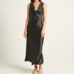 Ginia Silk Lace Shoulder Long Nightdress Size 8