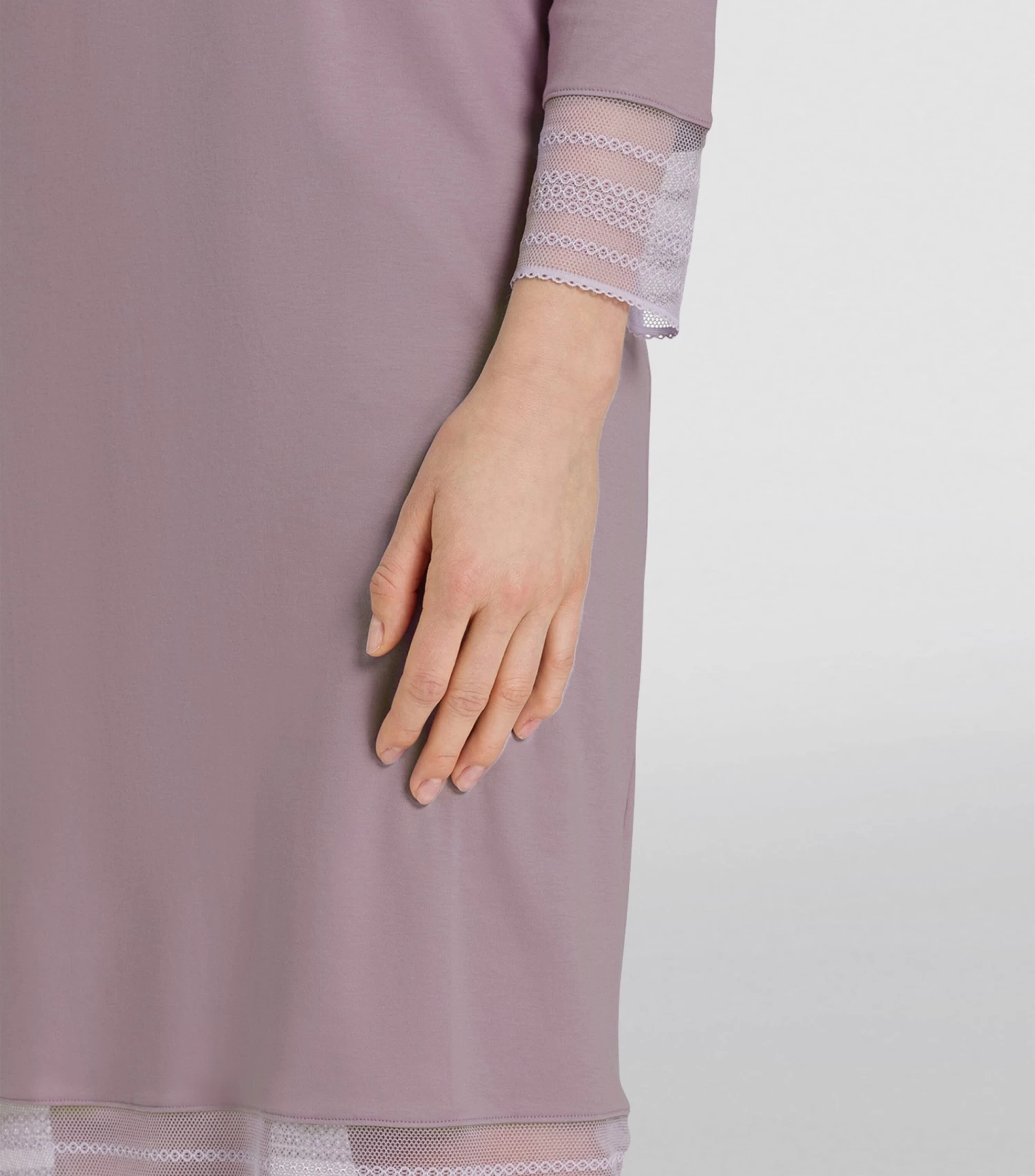 Hanro Sina Long Sleeve Nightdress 076724 Sage Flower - Image 3