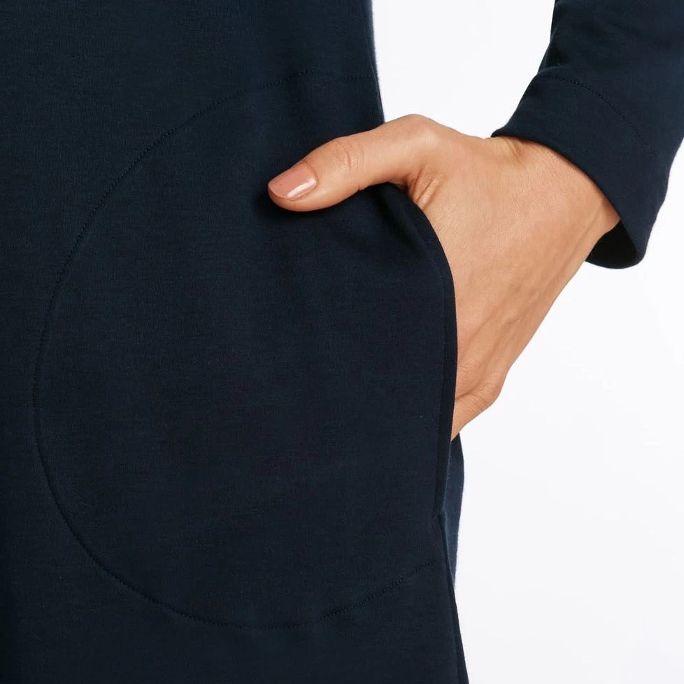 Hanro Milla Long Sleeve 100cm Nightdress 076815 Deep Navy XS - Image 4