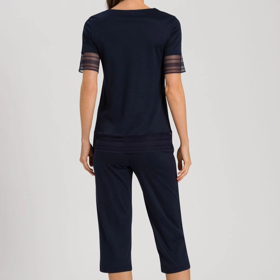 Hanro Sina Short Sleeve Pyjama 076725 Deep Navy - Image 2