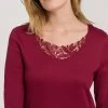 Hanro Zelda Long Sleeve 130cm Nightdress 076973 Burgundy