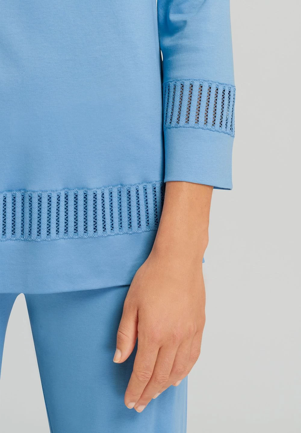 Hanro Gaia 3/4 Sleeve Pyjamas 0776556 Bonnie Blue - Image 2