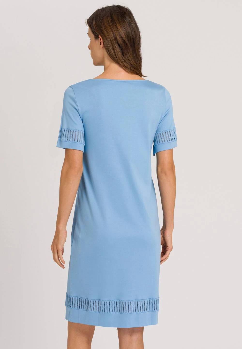 Hanro Gaia Short Sleeve 100cm Nightdress 076536 Bonnie Blue - Image 7