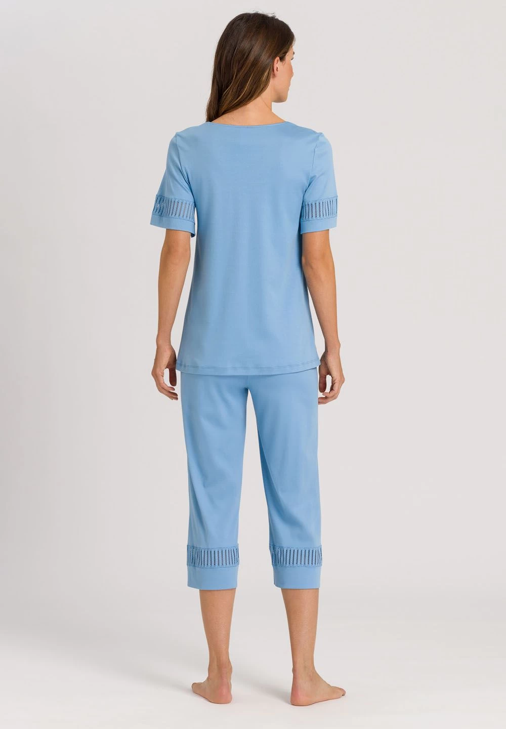 Hanro Gaia Short Sleeve Pyjamas 0776557 Bonnie Blue - Image 3
