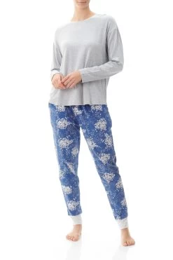 Givoni Tessa Ski Pyjama 9LZ71T Blue Floral With Grey Top